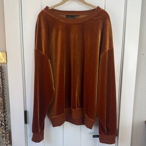 Massimo Velvet Crewneck Sweater Brown Womens Size Large